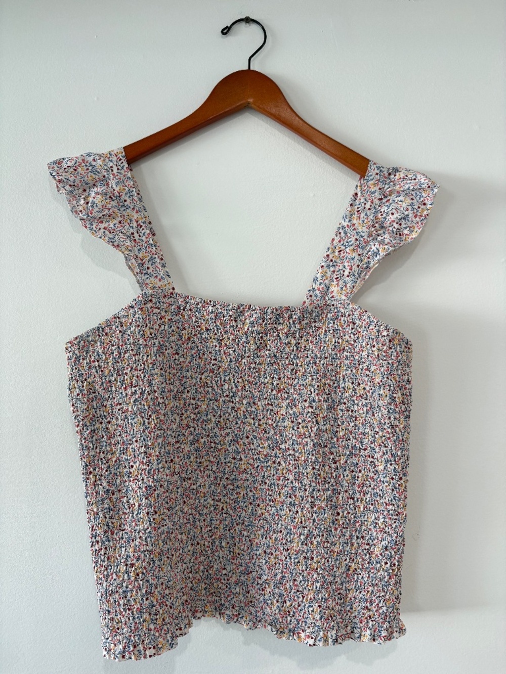 Old Navy Floral Smocked Top XL Ruffle Strap Cottagecore